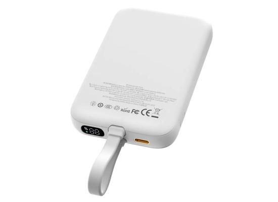 WIWU Wi-P024 10000mAh Magnetic Wireless Charging Power Bank PD 20W Fast Charging Battery Pack with Built-in Cable - White